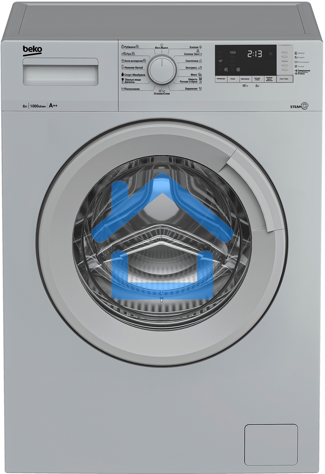 Стиральная машина Beko WSRE6512ZSS серебристый, загрузка фронтальная 6 кг, 1000 об/мин., класс: А