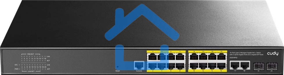 Коммутатор Cudy GS2018PS2-200W (L2) 16x1Гбит/с 2SFP 16PoE+ 200W управляемый