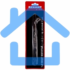 Пинцет изогнутый, узкий, фиксатор, рифленый 160 мм Rexant