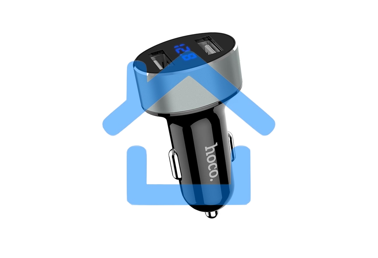Авто ЗУ + LED дисплей/ HOCO HC-76605 Z26/ 2 USB/ Выход: 10.5W/ черный