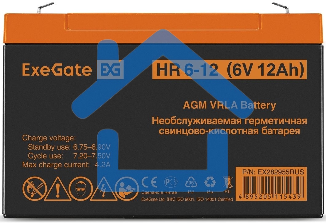 Батарея ExeGate HR 6-12 (6V 12Ah), клеммы F1