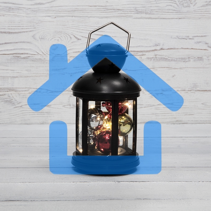 Декоративный фонарь с шариками NEON-NIGHT 12х12х20,6 см, черный корпус, теплый белый цвет свечения NEON-NIGHT