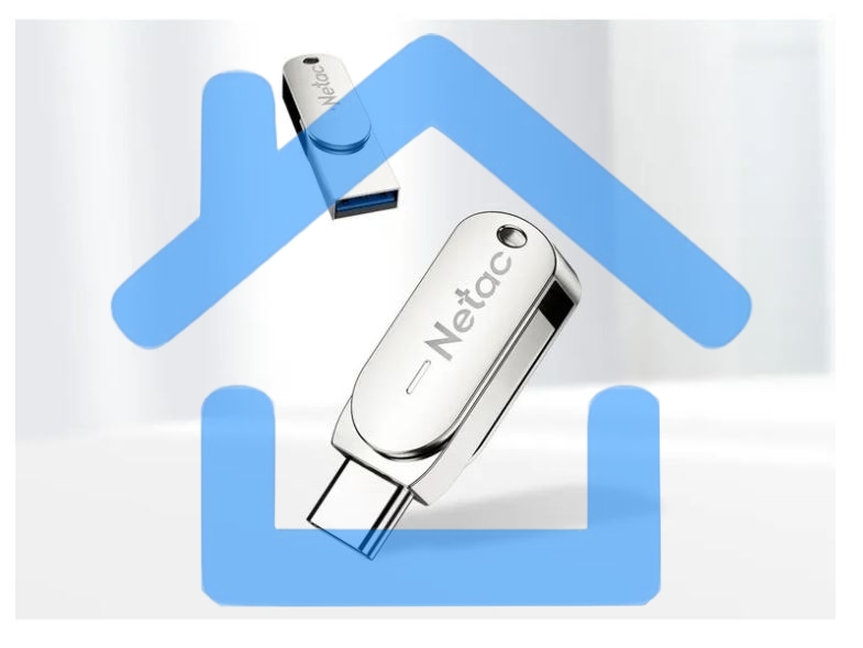 Флешка USB R/W Netac USB Drive U785C USB3.0+TypeC 64Gb, retail version