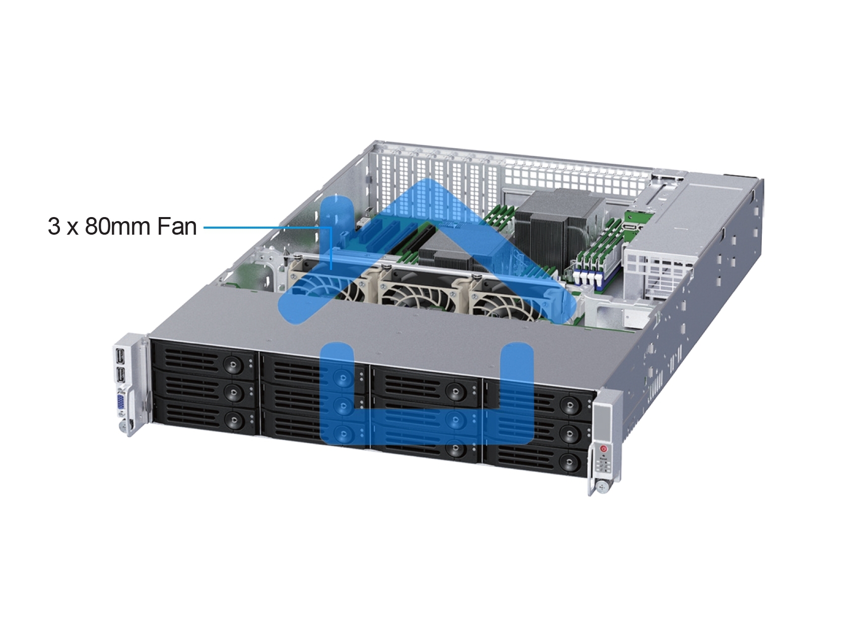 Серверный корпус Ablecom 2U CS-R29-04P E-ATX, ATX, Micro-ATX, Mini-ITX MBs; 12 x 3.5'' hs + 2 x 2.5'' hs rear; 800 Wt CRPS(1+1); no rails