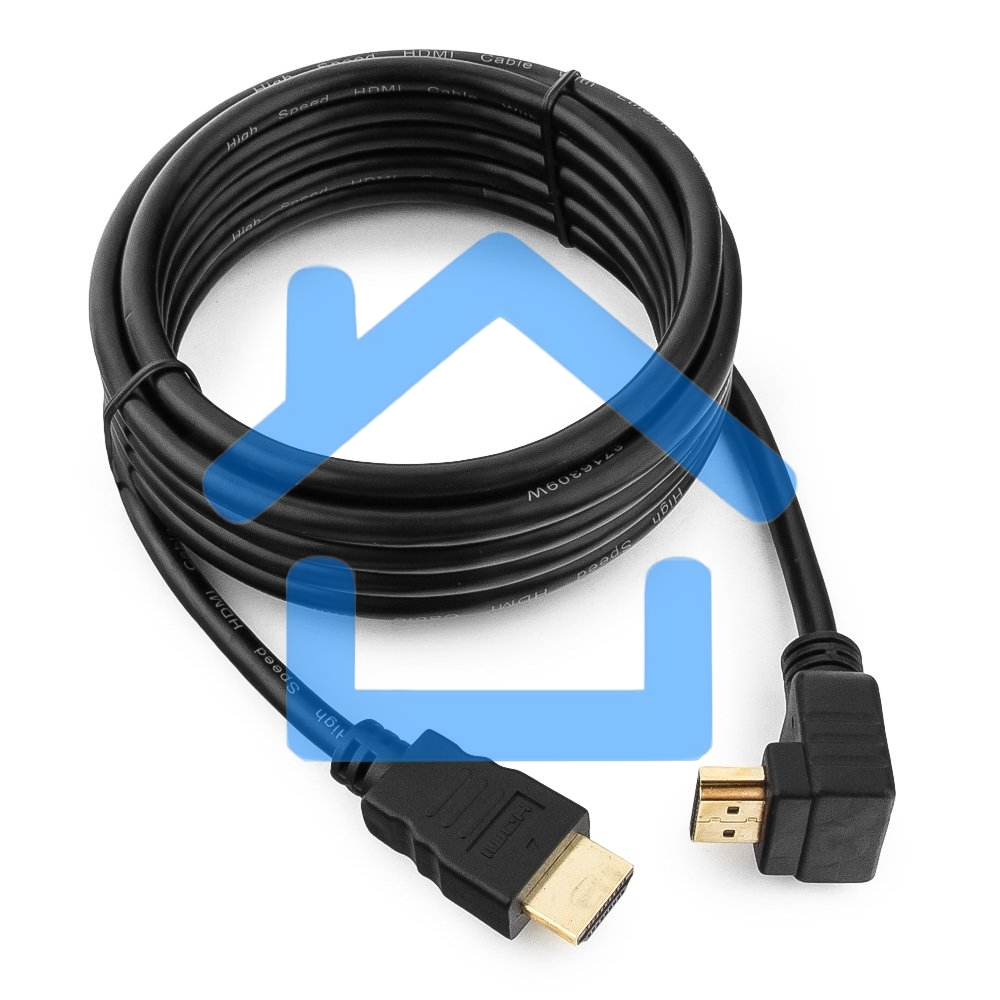 Кабель Cablexpert HDMI CC-HDMI490-10, 19M/19M, v2.0, медь, позол.разъемы, экран, угловой, 3м, черный, пакет