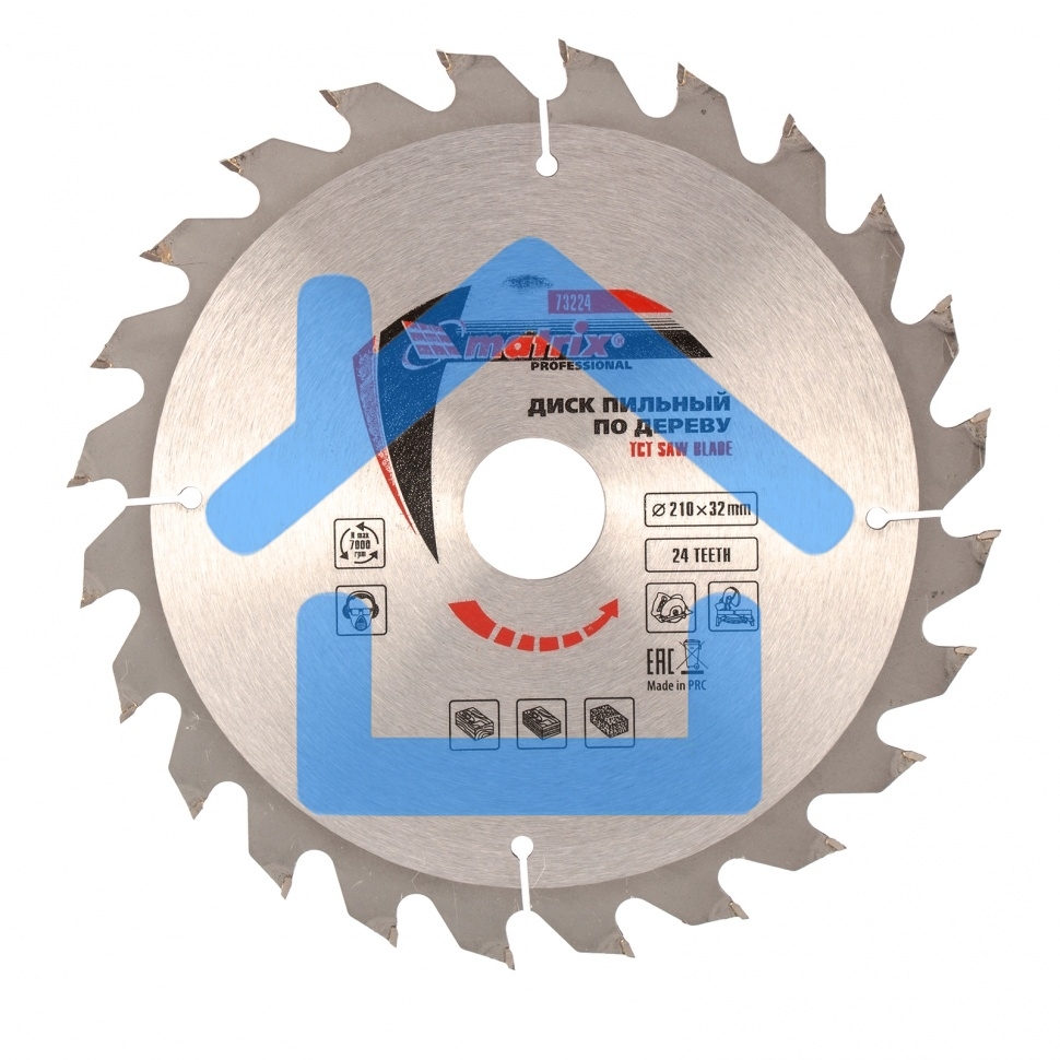 Пильный диск Matrix по дереву, 210x32мм, 24 зуба + кольцо 30/32 Professional