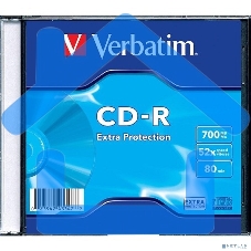 Диск CD-R Verbatim 700Mb 52x Slim case (1шт) (43347)
