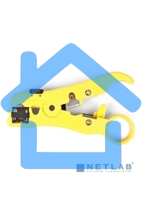 Универсальный инструмент для зачистки витой пары (UTP/STP) Hyperline HT-352, круглого телефонного кабеля кат. 5, коаксиального кабеля RG-59/6/11/7, плоского телефонного кабеля