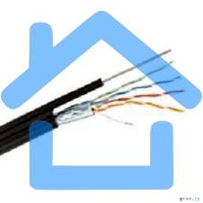 Кабель витая пара F/UTP, категория 5e, PE, 4PR, 24AWG, внешний, черный, с тросом, 305 м