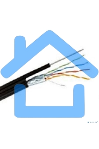 Кабель витая пара F/UTP, категория 5e, PE, 4PR, 24AWG, внешний, черный, с тросом, 305 м