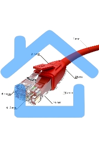 Патч-корд GCR прямой 5.0m UTP кат.6, красный, 24 AWG, литой, ethernet high speed, RJ45, T568B