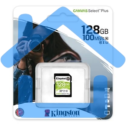 Флеш карта SDHC 128Gb Class10 Kingston <SDS2/128Gb>, Canvas Select 100R CL10 UHS-I