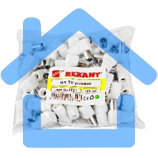 Разъем штекер TV Rexant без пайки белый угловой