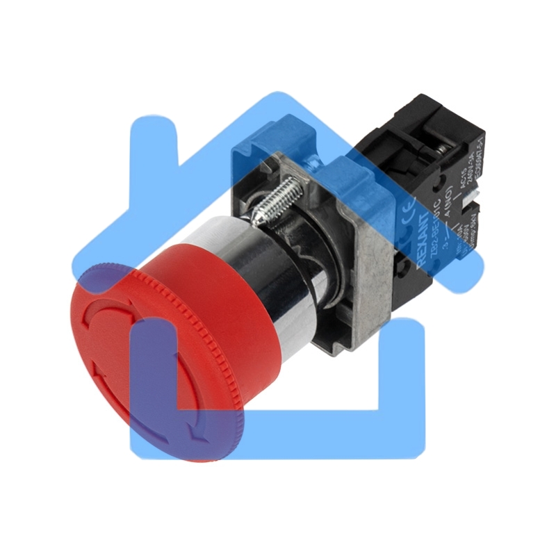 Кнопка XB2-BS поворотная красная грибок NC Rexant