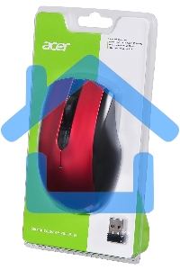 Мышь беспроводная Acer OMR032 черный/красный, 1600 dpi, радиоканал, USB, кнопки - 4