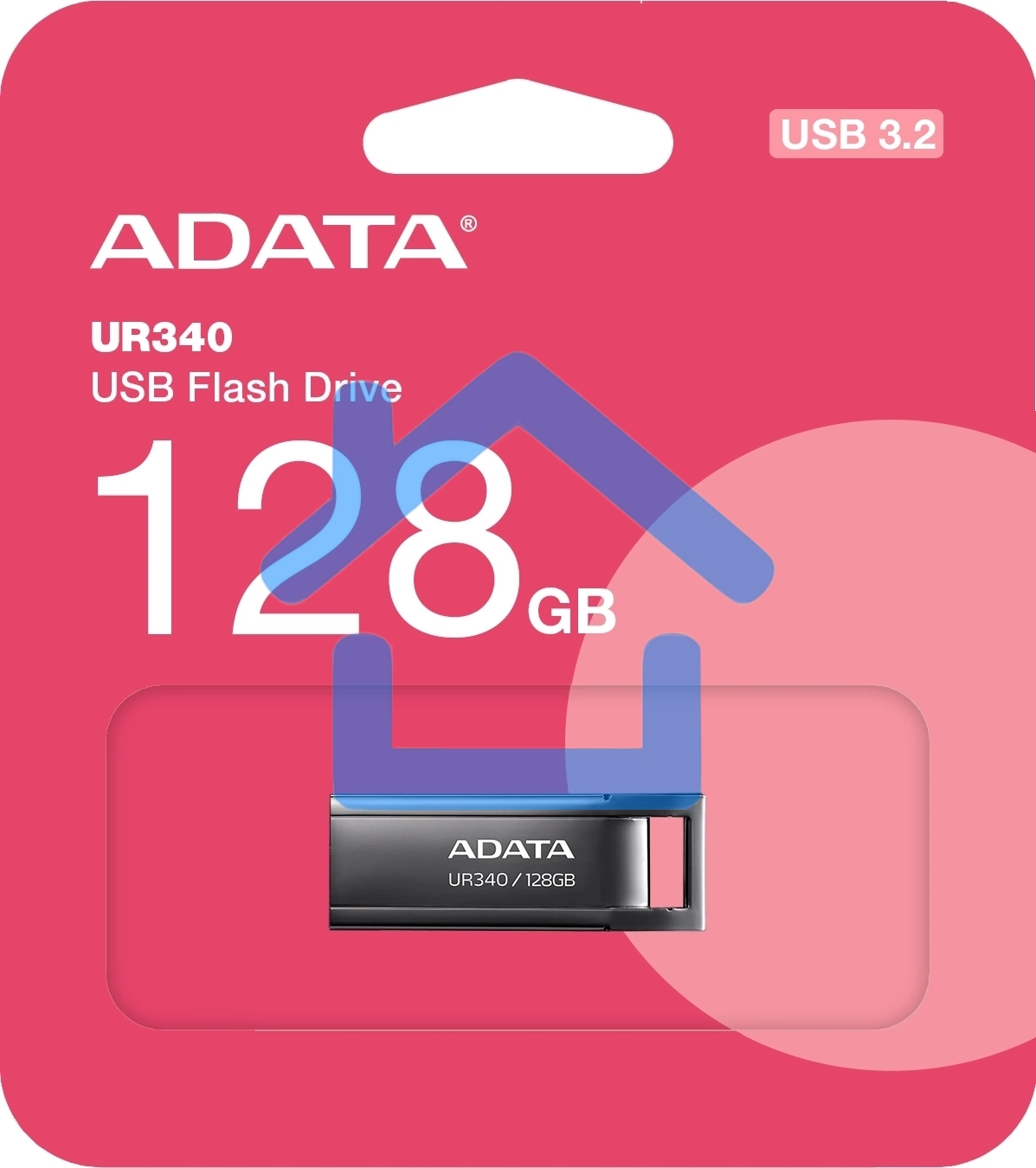 Флешка USB ADATA UR340 (AROY-UR340-128GbK), 128Gb, USB 3.2, R/W 100/30, черный
