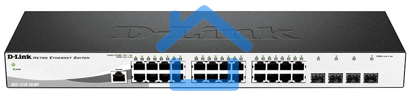 Управляемый коммутатор D-Link DGS-1210-28/ME/A2A2 уровня с 24 портами 10/100/1000Base-T и 4 портами 1000Base-X SFP