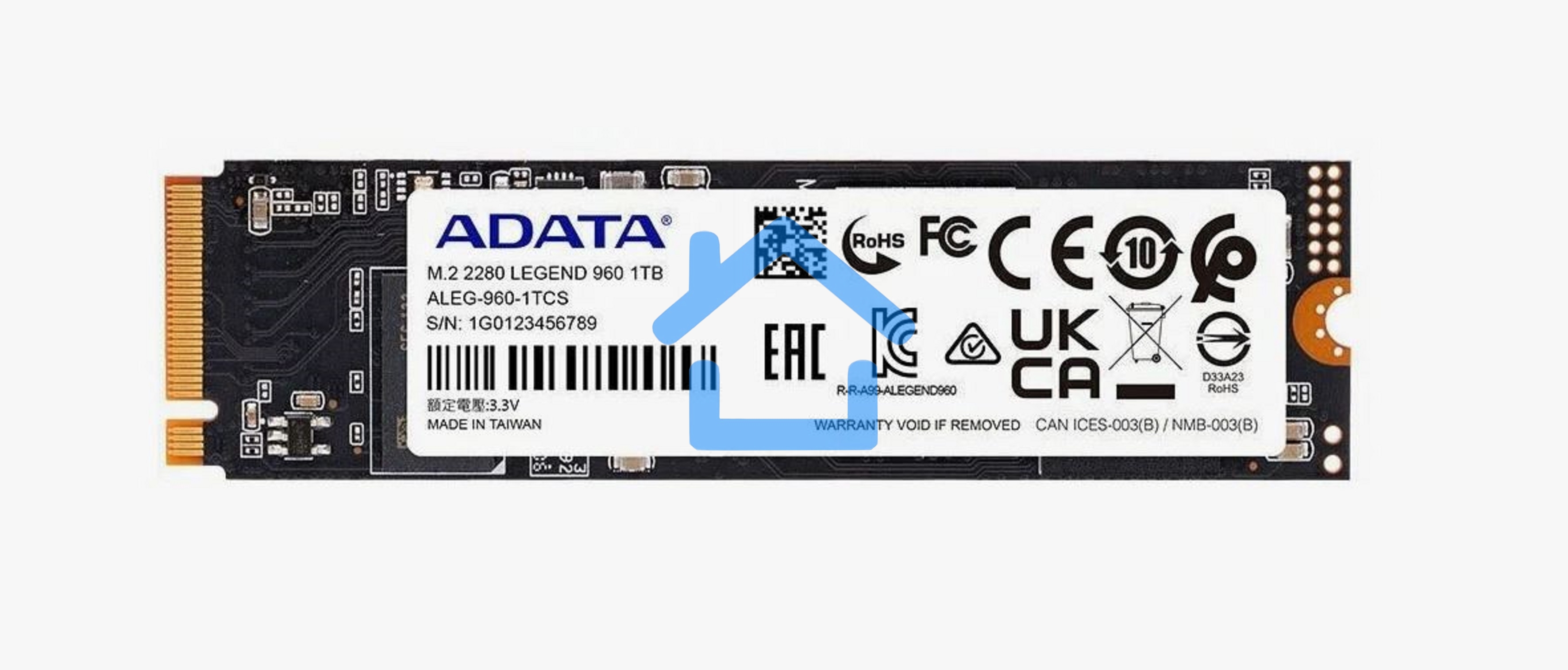 Накопитель SSD ADATA LEGEND 960, 1Tb, PCIe 4.0 x4, M.2 2280, NVMe, R/W 7400/6000, с радиатором