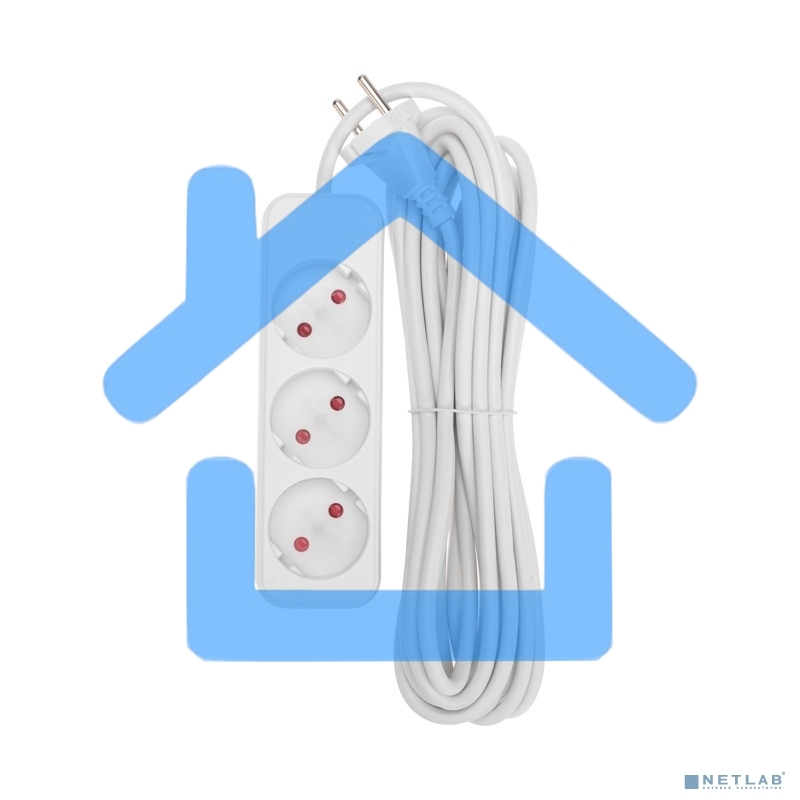 Удлинитель STANDARD 3 гнезда, 5м, 2х1,0мм², б/з, белый Rexant