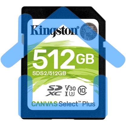 Флеш карта SDXC 512Gb Class10 Kingston SDS2/512GB Canvas Select Plus w/o adapter