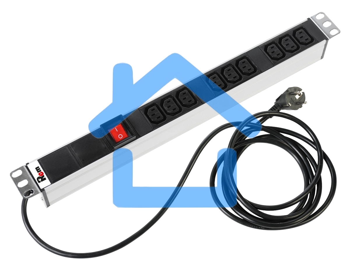 Аксессуар ЦМО Блок розеток Rem-16 с выкл., 9 IEC 60320 C13, 16A, алюм., 19