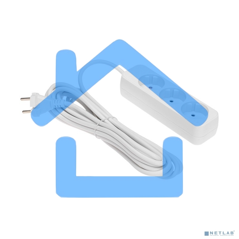 Удлинитель STANDARD 3 гнезда, 5м, 2х1,0мм², б/з, белый Rexant