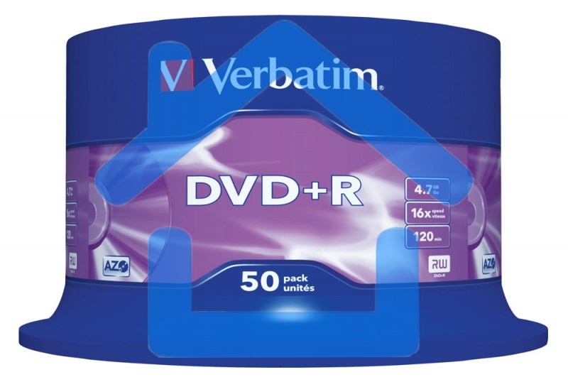 Диск DVD+R Verbatim 4.7Gb 16x Cake Box (50шт) (43550)