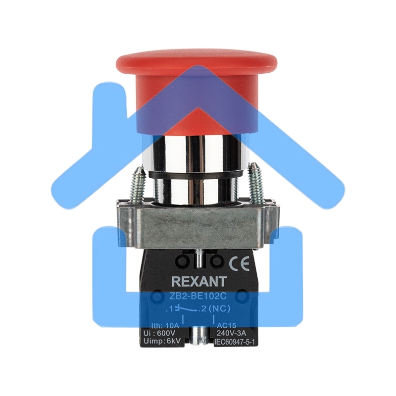 Кнопка XB2-BS грибок красная NC Rexant