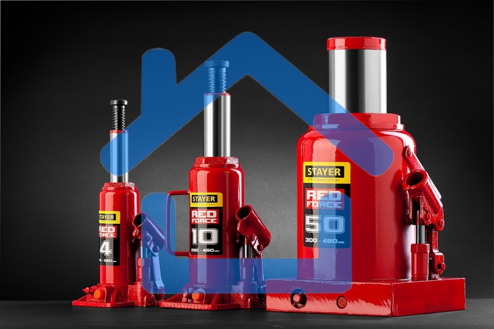 Домкрат STAYER 43160-4_z01гидравлический бутылочный red force 4т 195-380мм