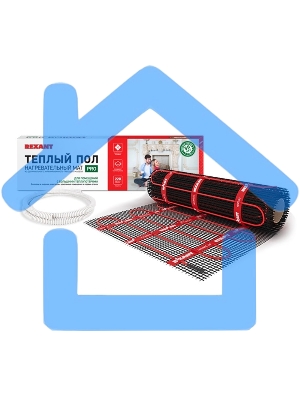 Теплый пол (нагревательный мат) Rexant PRO (RNX -1,0-220 площадь1,0 м² (0,5х2.0 м)), 220 Вт, двухжильный с экраном
