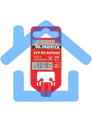 Бур по бетону Matrix, 12 x 600 мм, SDS PLUS c крестовой пластиной