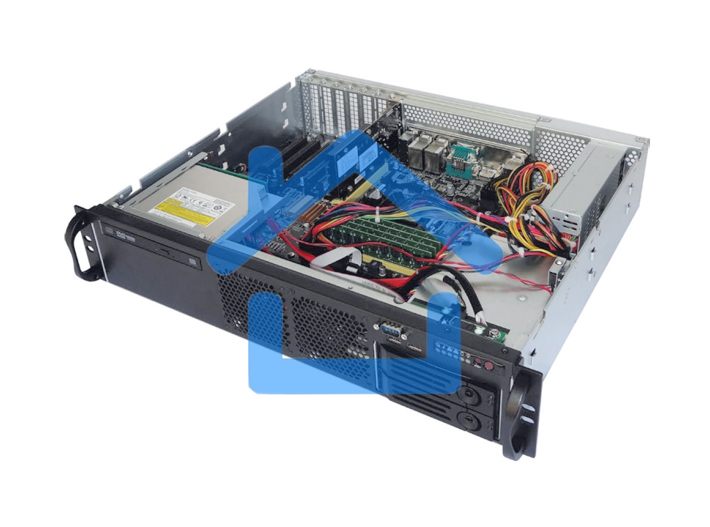 Серверный корпус Ablecom 2U chassis; ATX, Micro-ATX, Mini-ITX MBs; 2 x 3.5''hs + 2 x 3.5'' internal + 1 x 2.5'' internal; flex ATX 500W; no rails