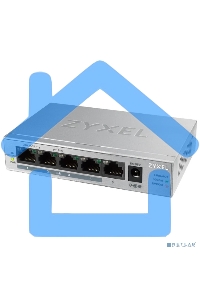 Коммутатор Zyxel GS1005HP Switch PoE +, 5xGE (4xPoE +), desktop, metal, silent, PoE budget 60 W