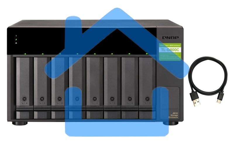 Полка расширения сетевого хранилища без дисков SMB QNAP TL-D800C USB 3.2 Gen 2 Type-C JBOD storage enclosure, 8-tray 3,5