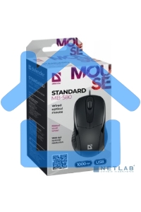 Мышь проводная Defender Standard MB-580 черный, 1000 dpi, USB, кнопки - 3