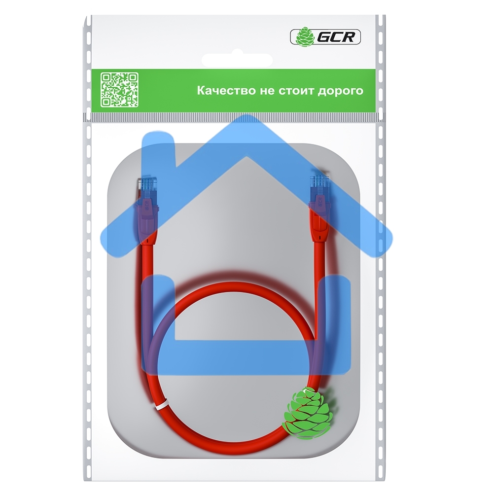 Патч-корд GCR прямой 5.0m UTP кат.6, красный, 24 AWG, литой, ethernet high speed, RJ45, T568B