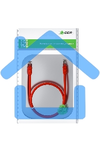 Патч-корд GCR прямой 5.0m UTP кат.6, красный, 24 AWG, литой, ethernet high speed, RJ45, T568B