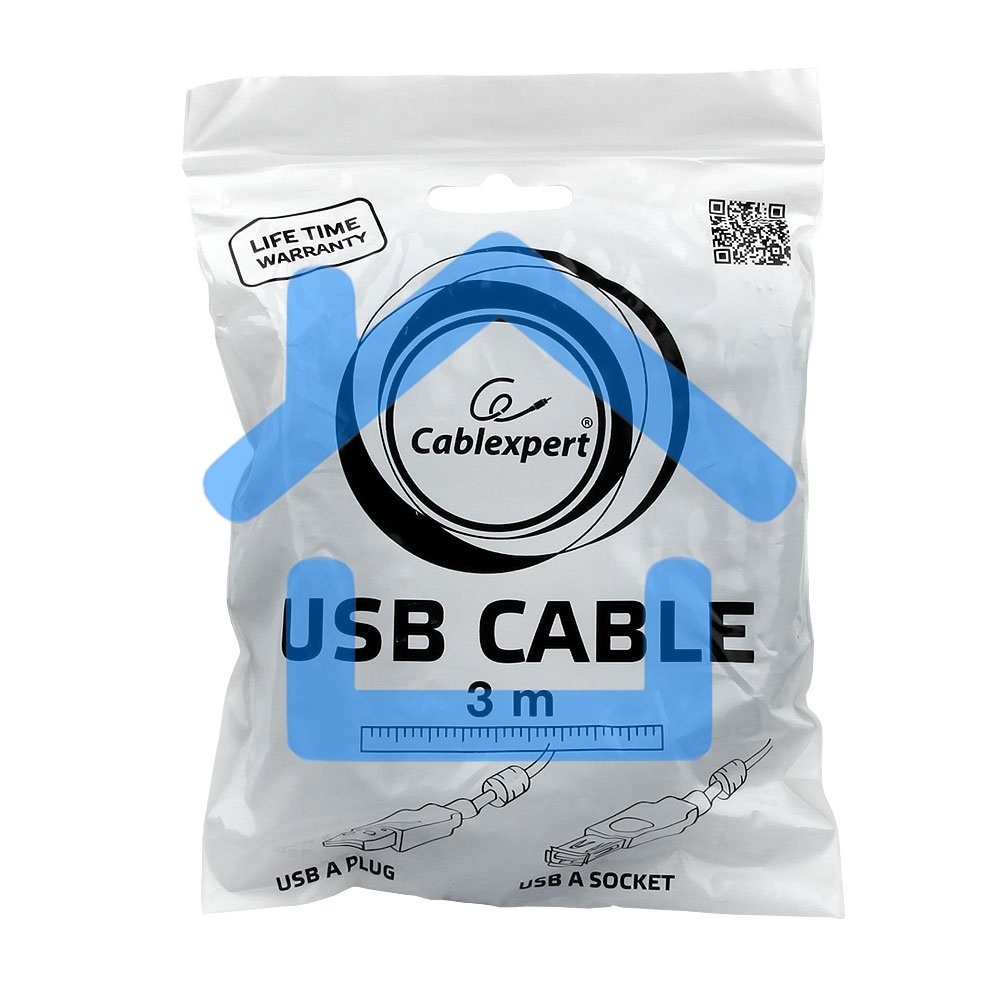Кабель Gembird/Cablexpert CCF2-USB2-AMAF-10 USB 2.0 Pro AM/AF, 3м, экран, 2феррит.кольца, черный, пакет