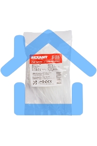 Хомут-стяжкa нейлоновая с крепежным пистоном Rexant 100x2,5 мм, ø2,4 мм, белая, упаковка 100 шт.