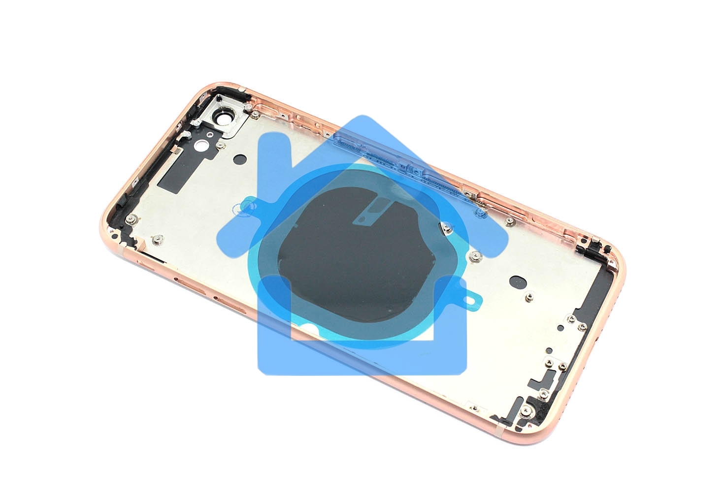 Задняя крышка (корпус) в сборе с рамкой для Apple iPhone 8 розовая (Rose Gold)