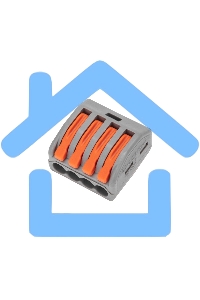 Универсальная клемма Rexant СМК 222-414, 4-проводная серая 0,08-2,5/4 мм² (блистер 10 шт/уп)