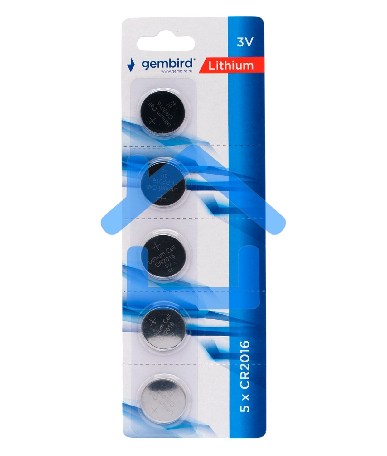 Батарейки литиевые Gembird GB-CR2016-5B, тип CR2016, 5шт, блистер