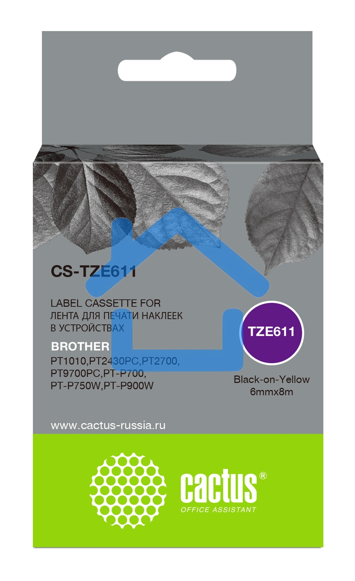 Картридж ленточный Cactus CS-TZE611 черный для Brother 1010/1280/1280VP/2700VP