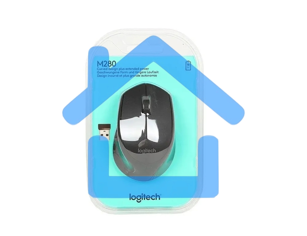 Мышь беспроводная Logitech M280 серый, 1000 dpi, радиоканал, USB, кнопки - 3