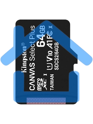 Флеш карта microSDHC 64Gb microSDXC Class10 Kingston <SDCS2/64GbSP> Class10 UHS-I Canvas Select up to 100Mb/s