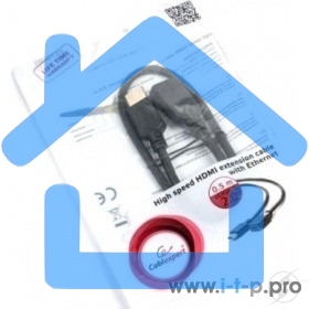 Кабель-удлинитель HDMI Cablexpert CC-HDMI4X-0.5M, 19M/19F, v2.0, позол.разъемы, экран, 0.5м, черный, пакет