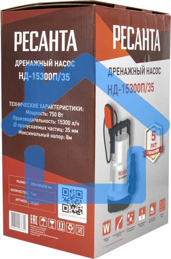 Дренажный насос НД-15500П/35 Ресанта