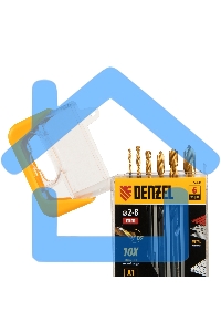 Набор сверл по металлу Denzel 2-3-4-5-6-8 мм, HSS-Tin, Golden Tip, 6 шт