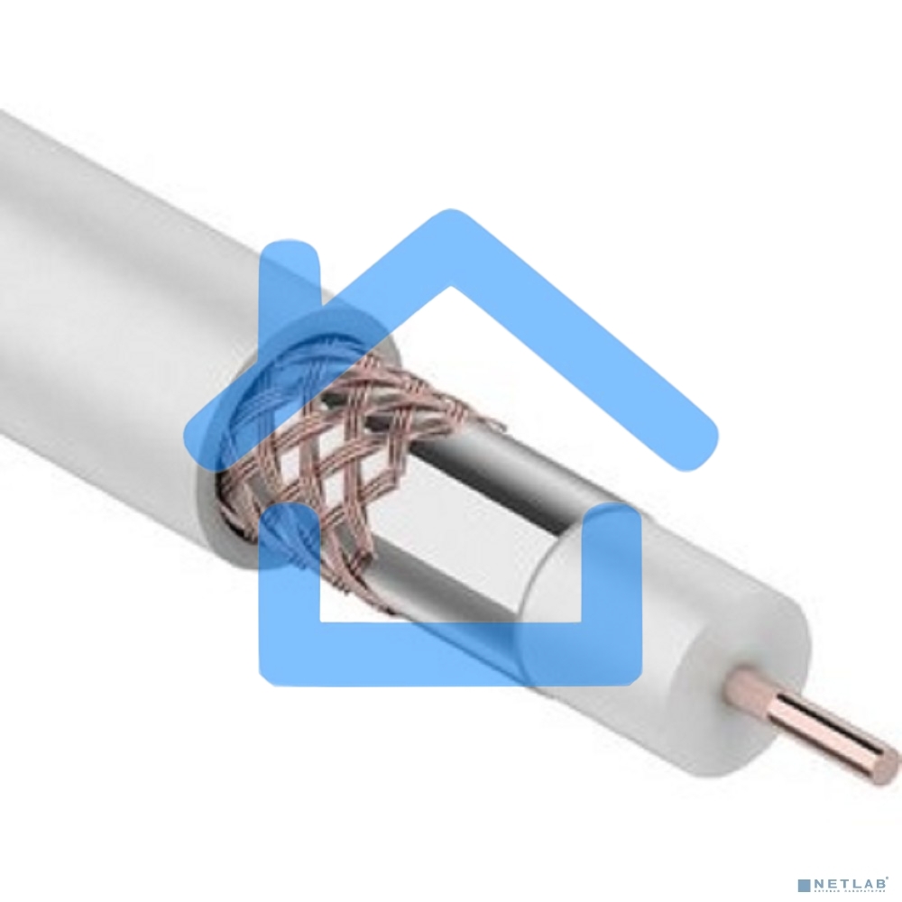 Кабель коаксиальный Rexant RG-6U+Cu, 75 Ом, Cu/Al/Cu, 64%, бухта 100 м, белый