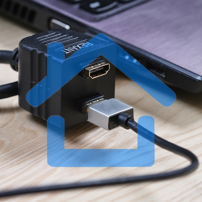 Переходник Rexant штекер HDMI - 2 гнезда HDMI с проводом, черный (10 шт./уп.)